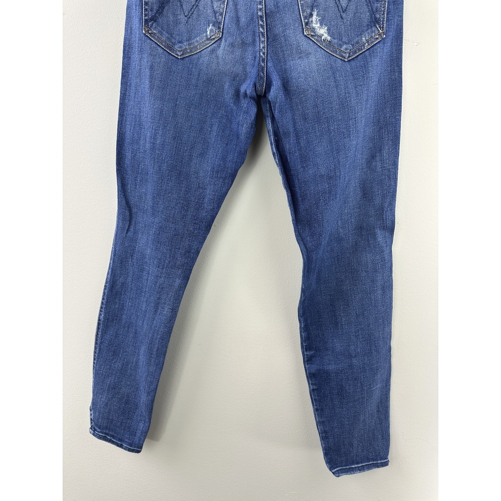MOTHER The Vamp Distressed Jeans Rough It Up Wash Blue Denim Mid Rise Skinny 28 - Picture 11 of 14